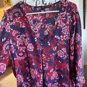 Rose and Olive Floral Blouse 1X